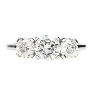 Bell & Bird Tab Prong Three Stone Old European Cut Diamond Ring