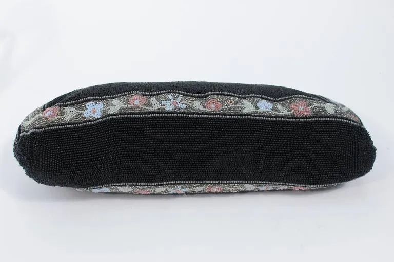 BERGDORF Vintage Hand Beaded Purse with Rhinestone Closure
