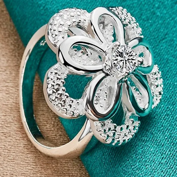 Big Flower Zircon Ring