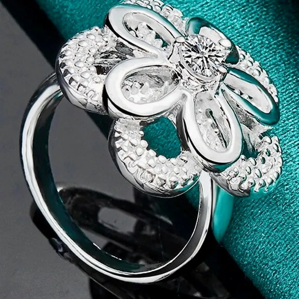 Big Flower Zircon Ring
