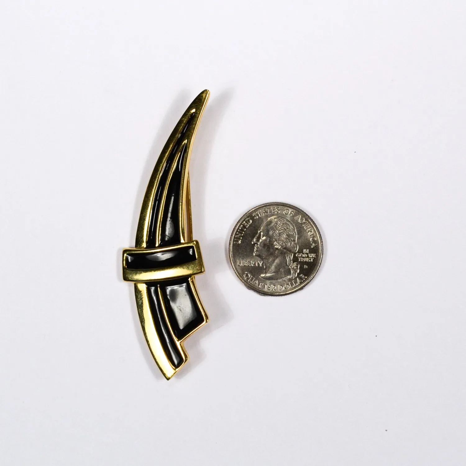 Black and Gold Crest Brooch by Monet
