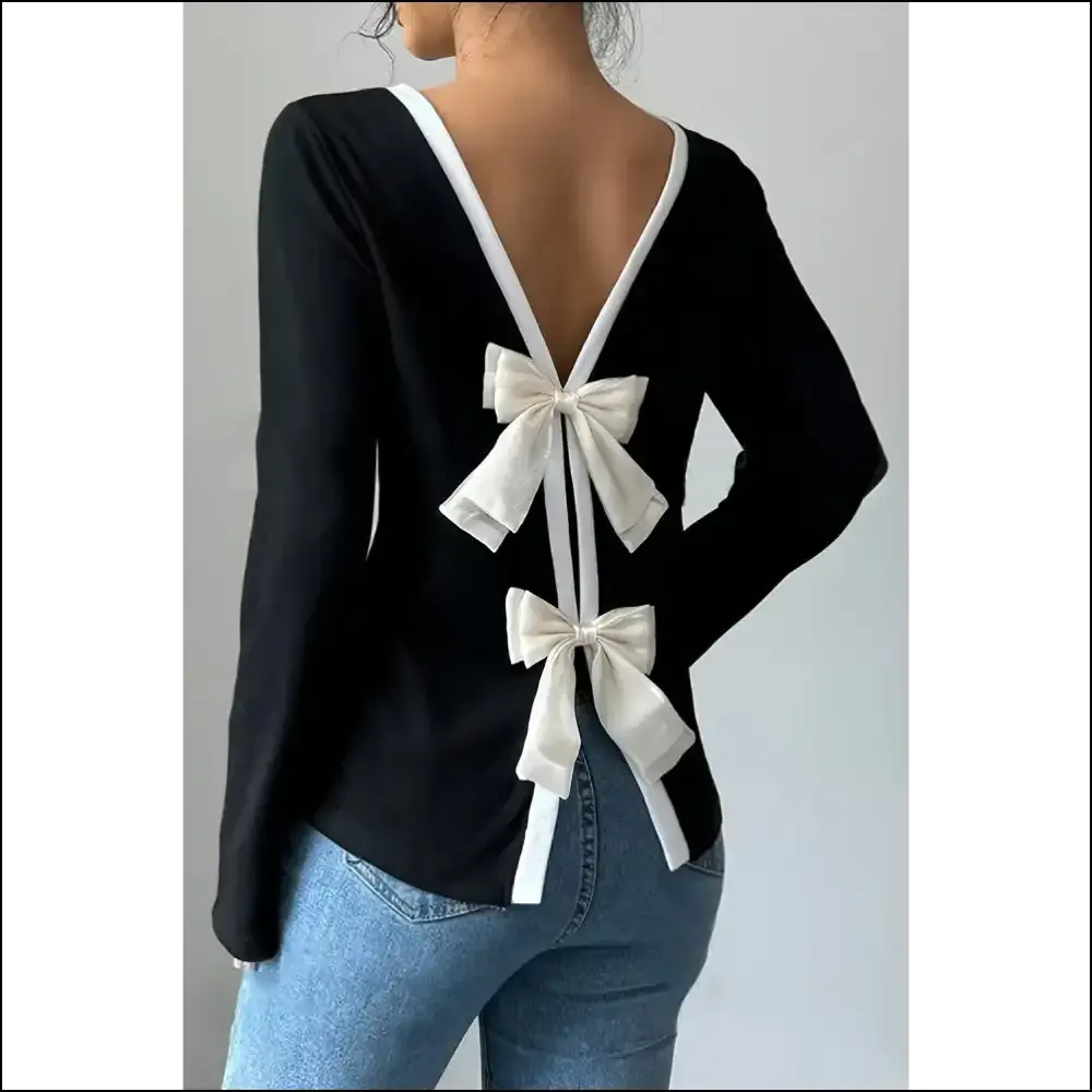 Black Knitted Bow Tie Top: Needful Things Says "Bow Down, Bitches"