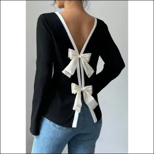 Black Knitted Bow Tie Top: Needful Things Says "Bow Down, Bitches"