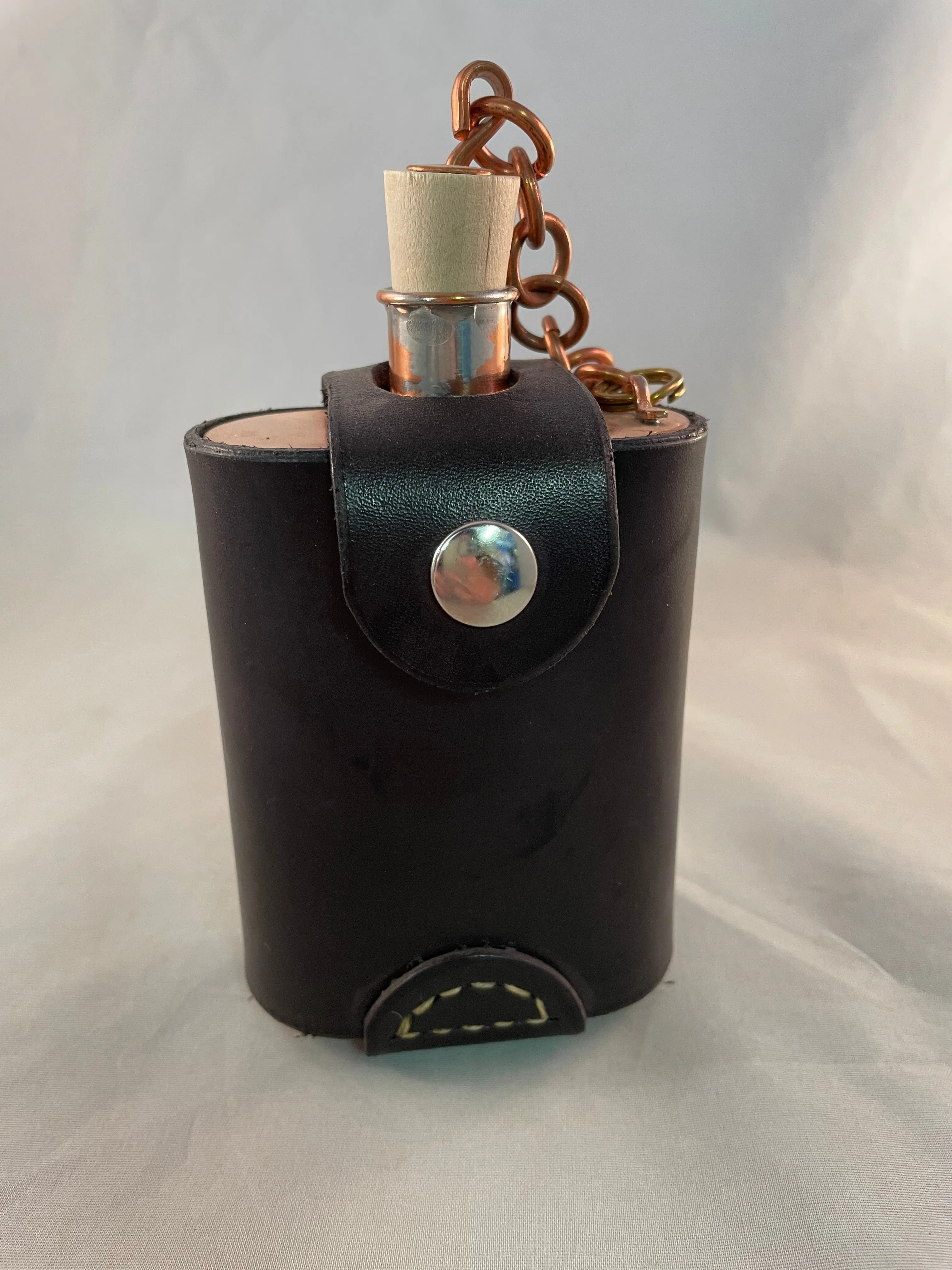 Black Leather Buckle Clip Flask