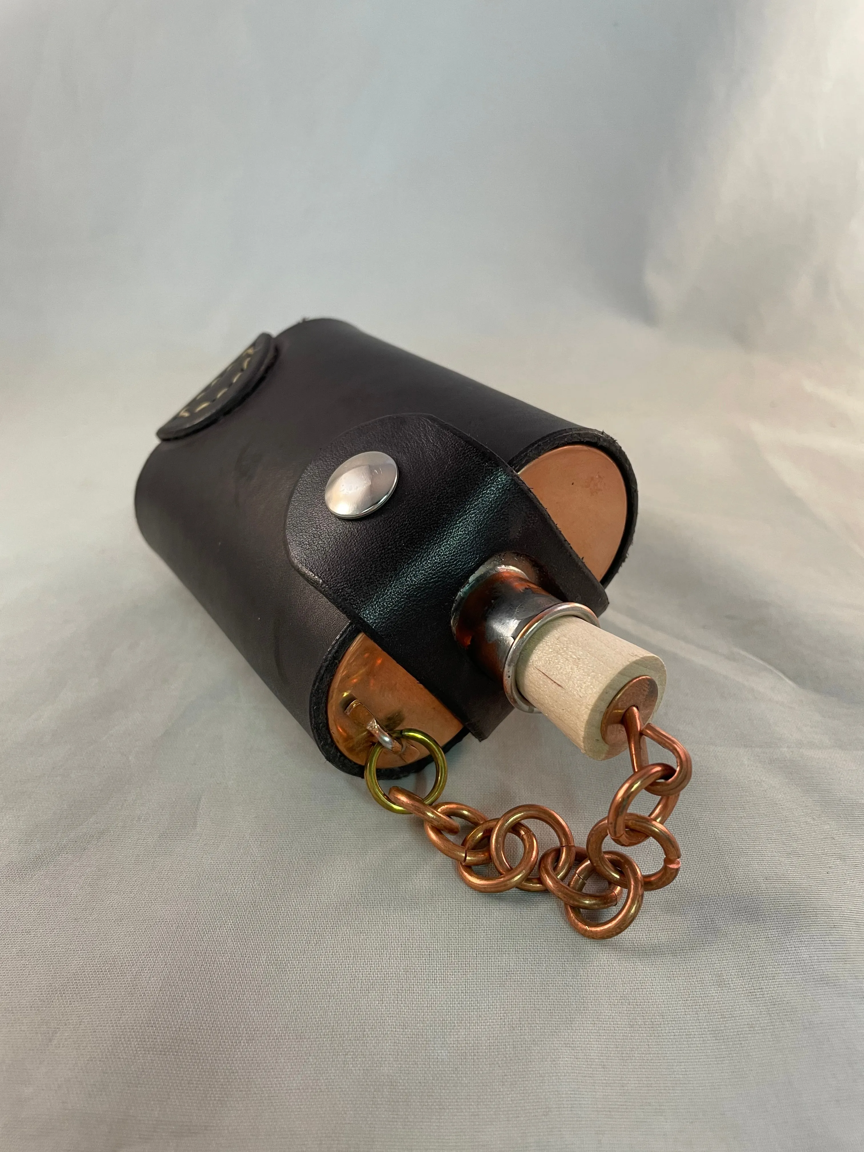 Black Leather Buckle Clip Flask