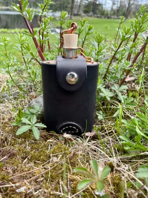 Black Leather Buckle Clip Flask