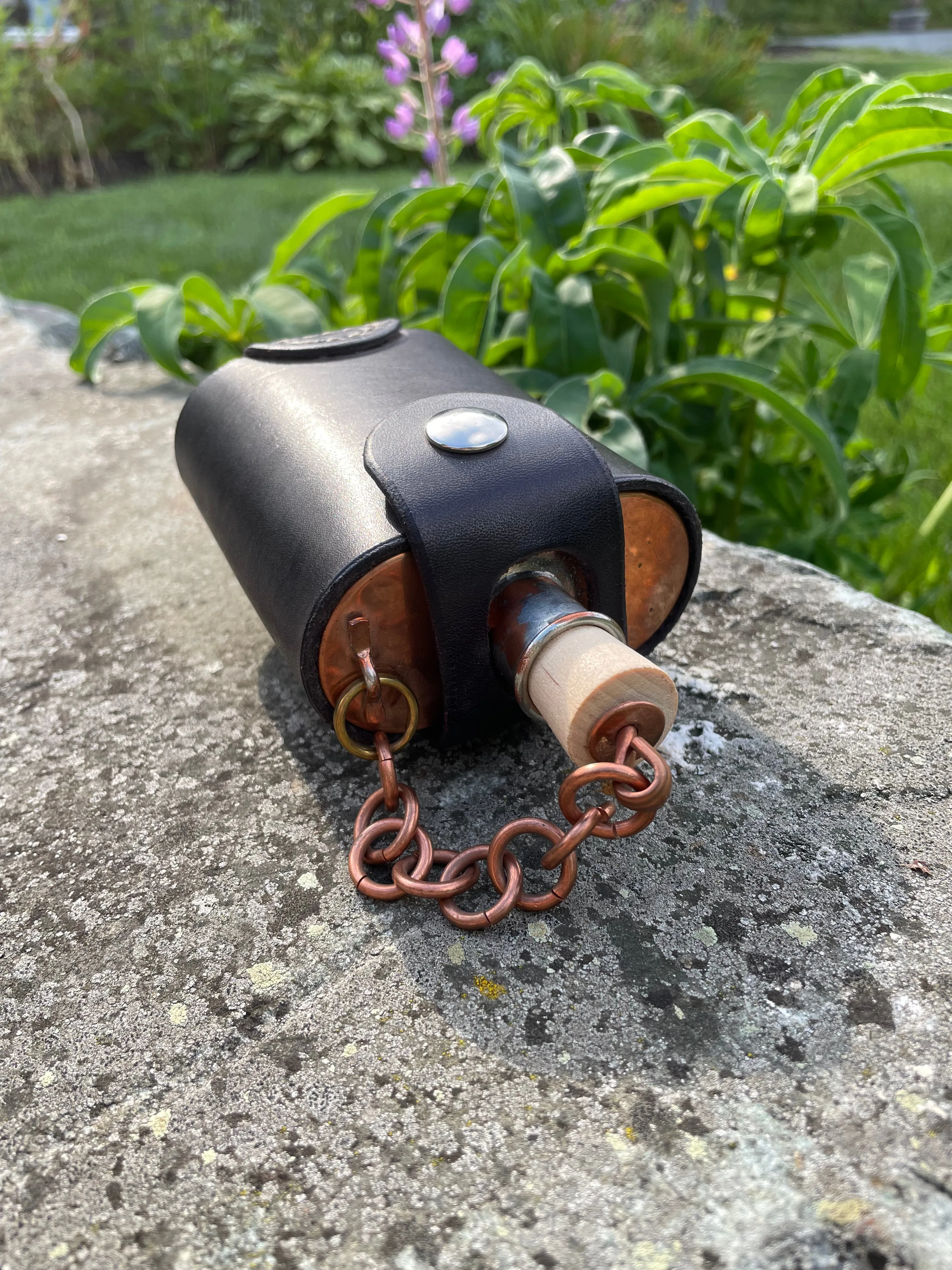 Black Leather Buckle Clip Flask