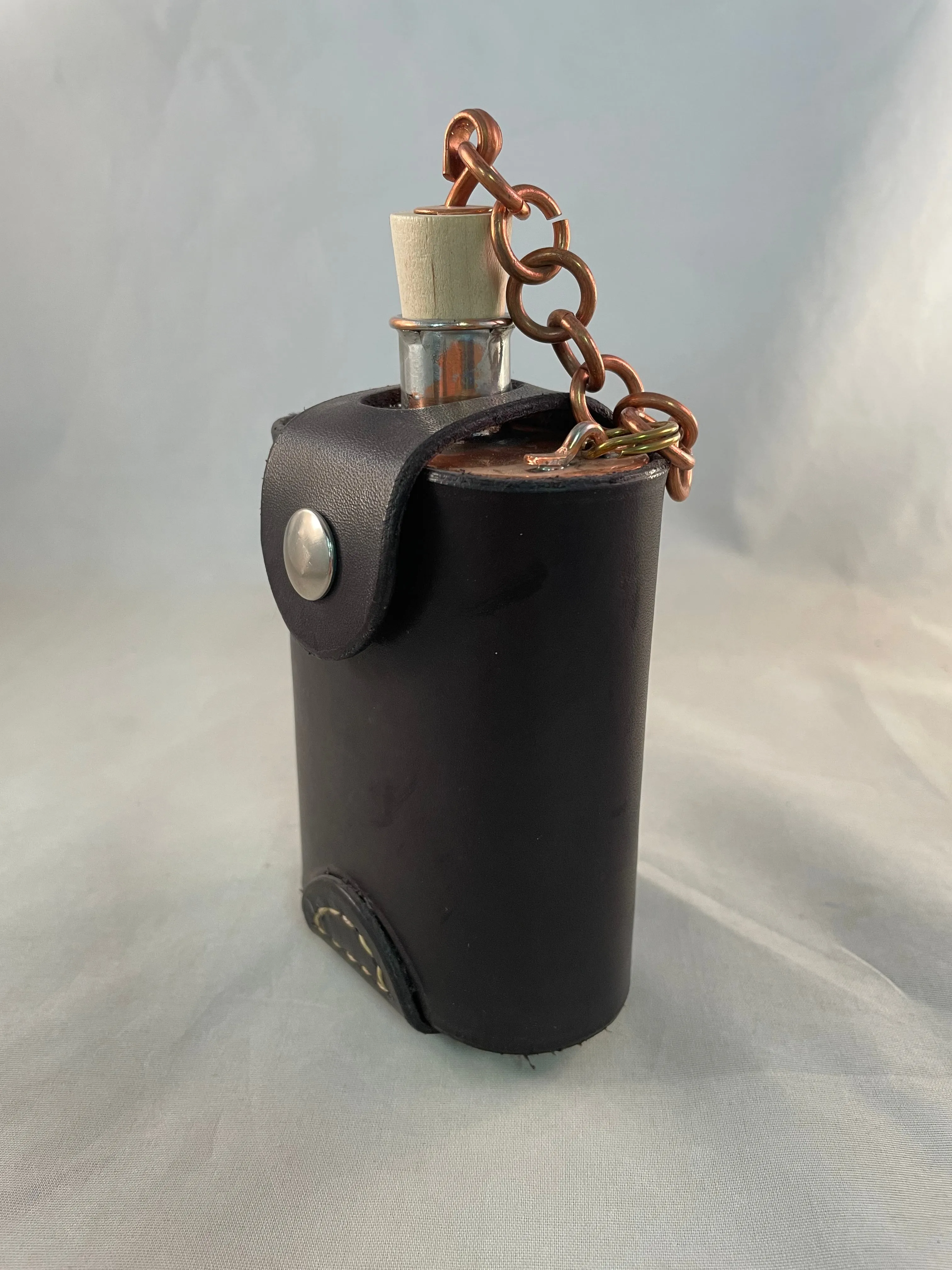 Black Leather Buckle Clip Flask