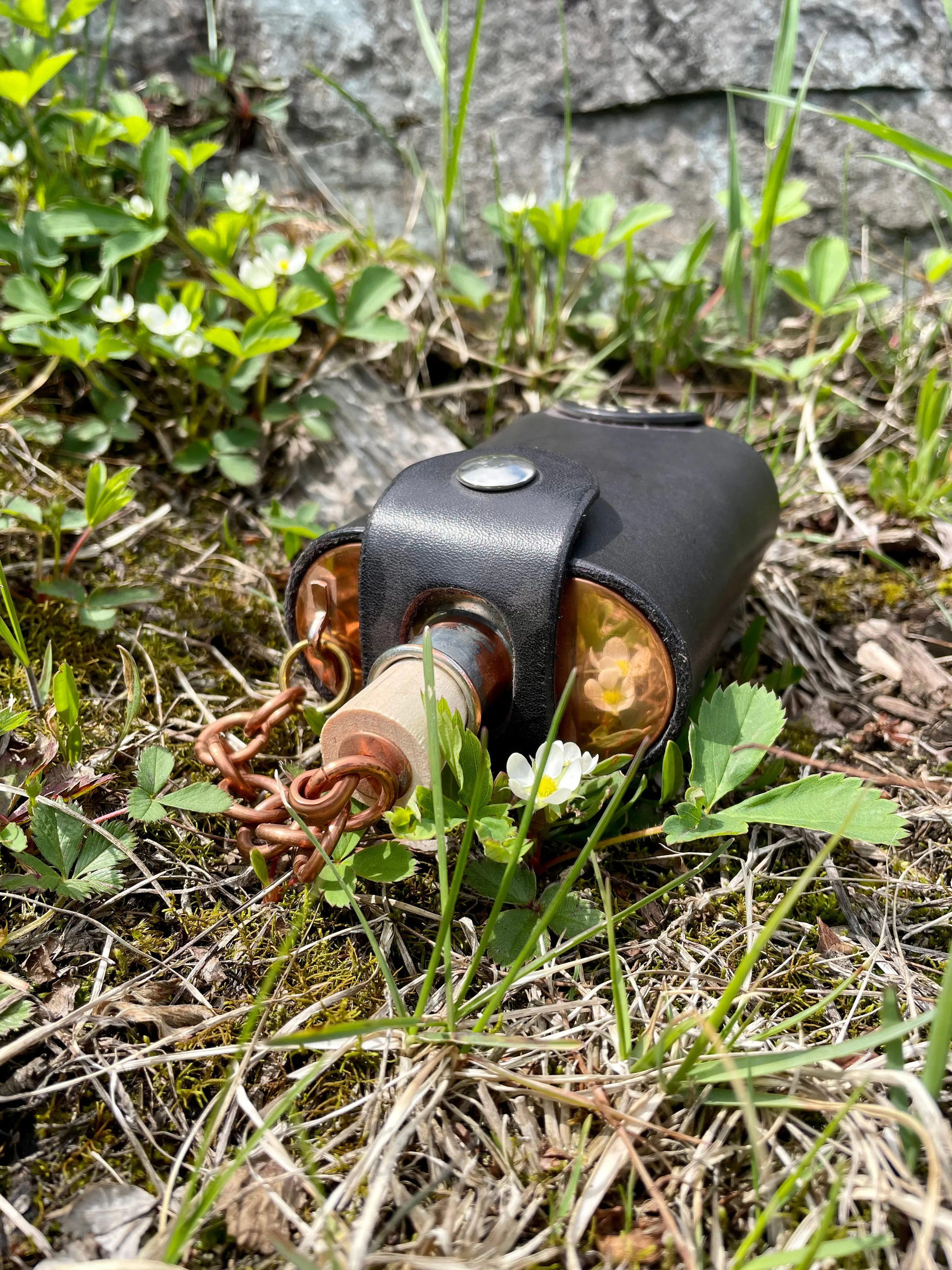 Black Leather Buckle Clip Flask