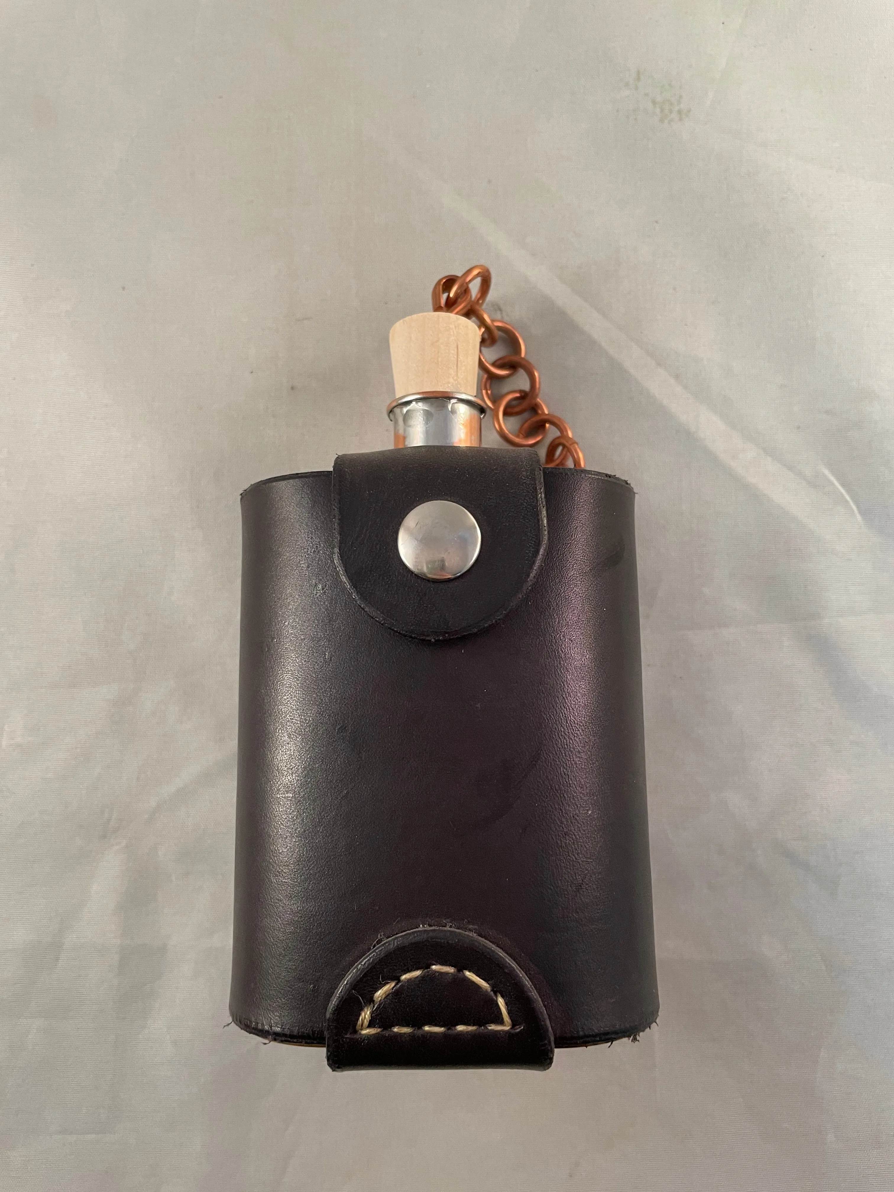 Black Leather Buckle Clip Flask