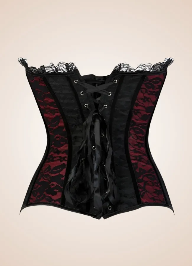 Black Red Steampunk Overbust Corset