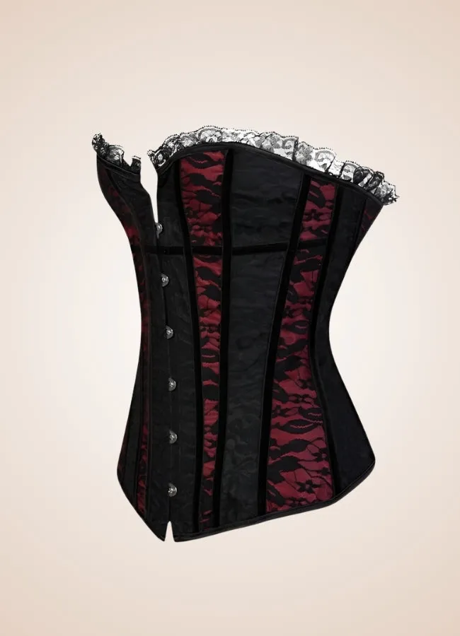 Black Red Steampunk Overbust Corset