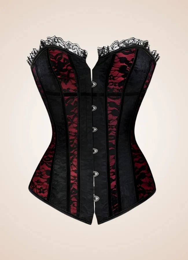 Black Red Steampunk Overbust Corset