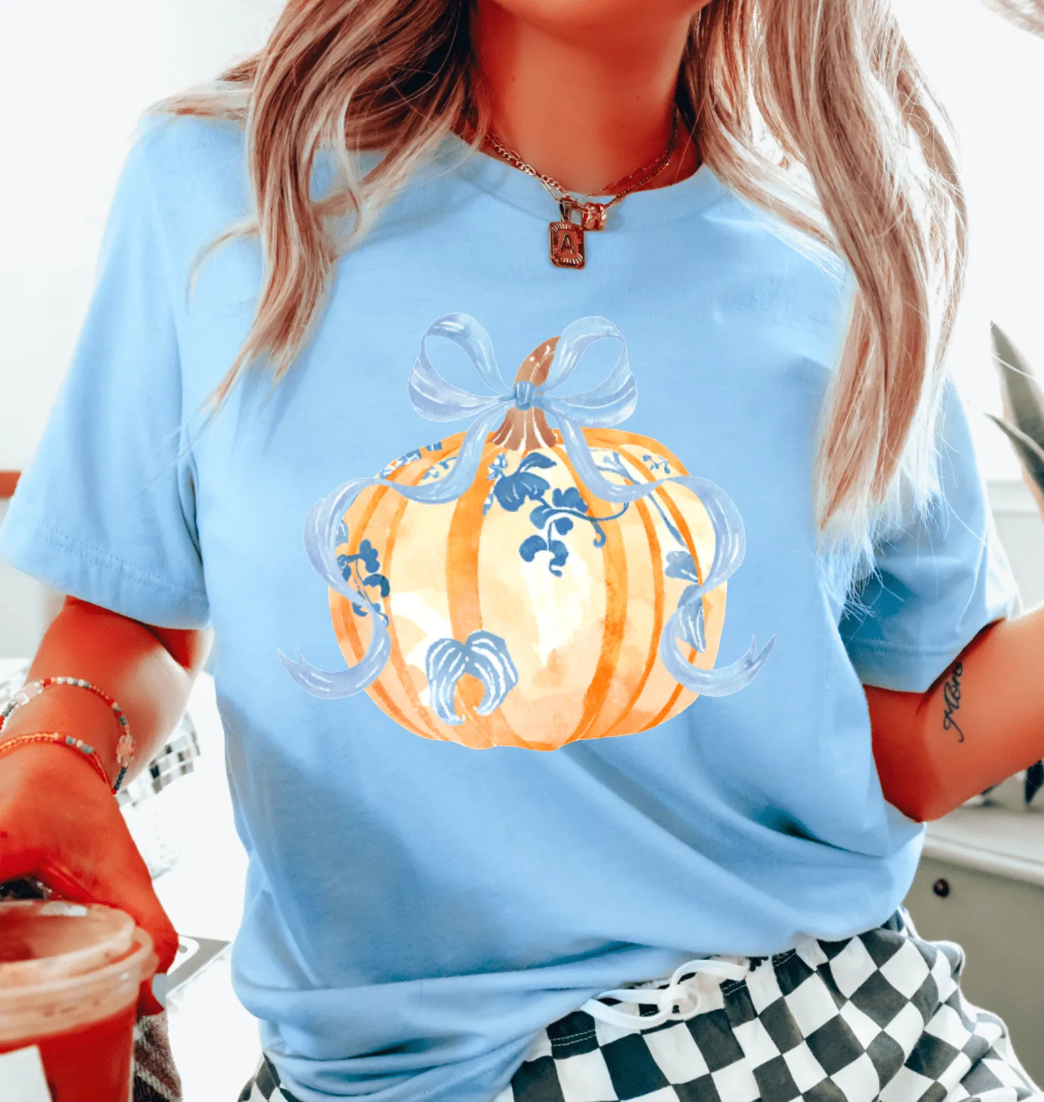 Blue Chinoiserie Pumpkin Graphic Tee