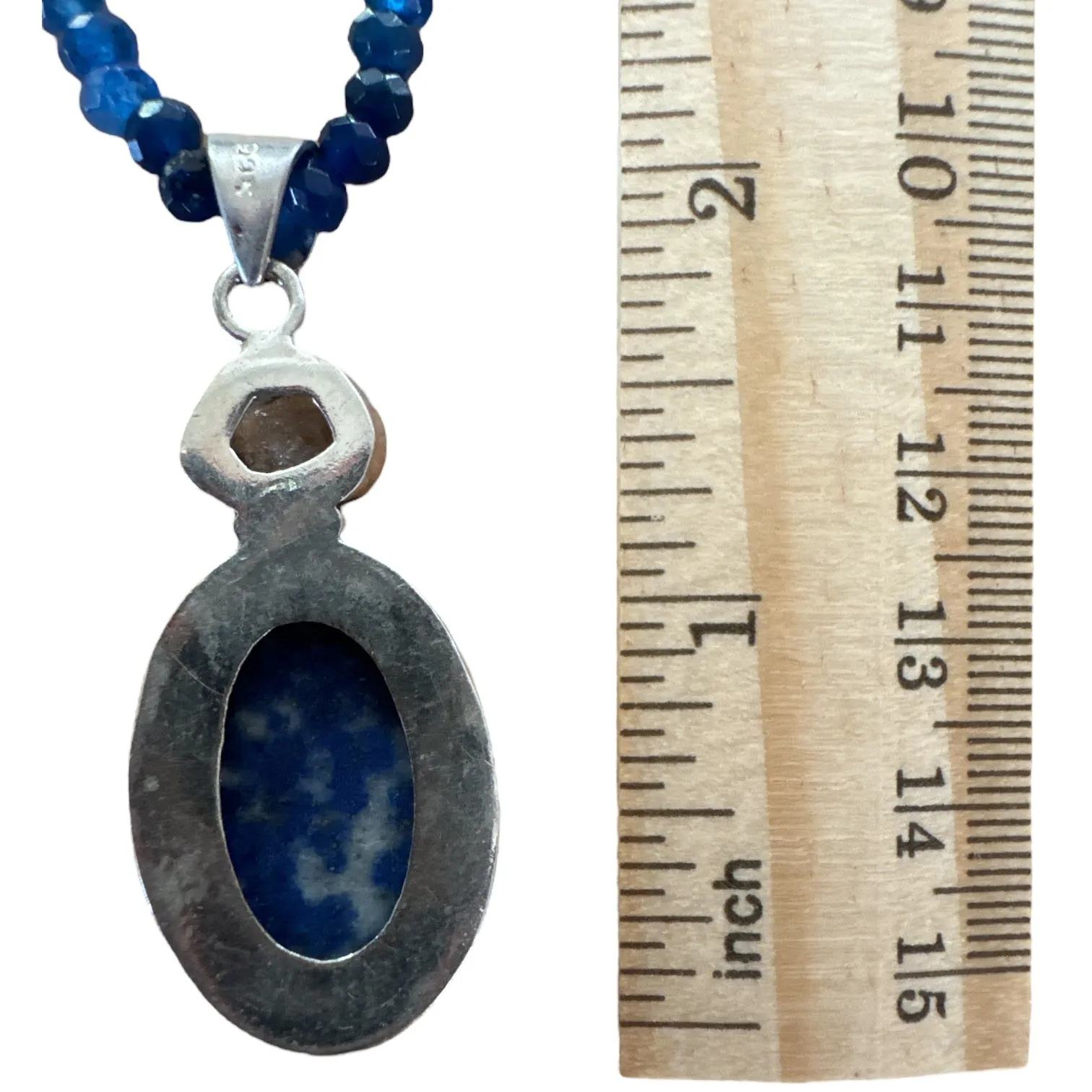 Blue Lapis & Herkimer Diamond Solid 925 Sterling Silver Pendant Necklace