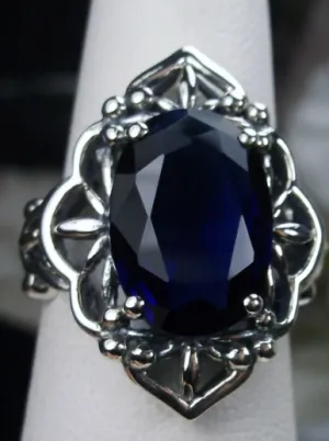 Blue Sapphire Ring, Gothic Filigree Ring - Vintage Style Ring D98