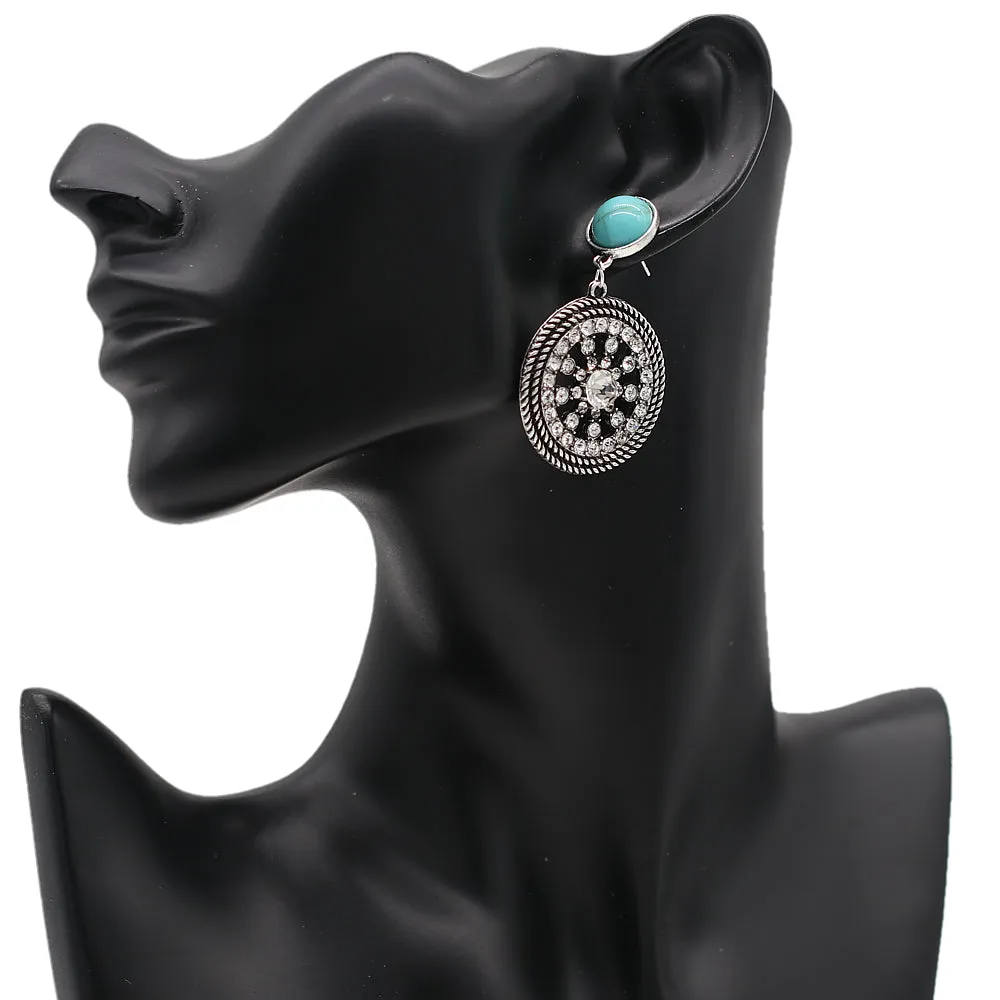 Blue Silver CZ Post Earrings