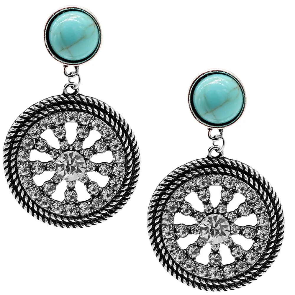 Blue Silver CZ Post Earrings
