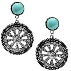 Blue Silver CZ Post Earrings