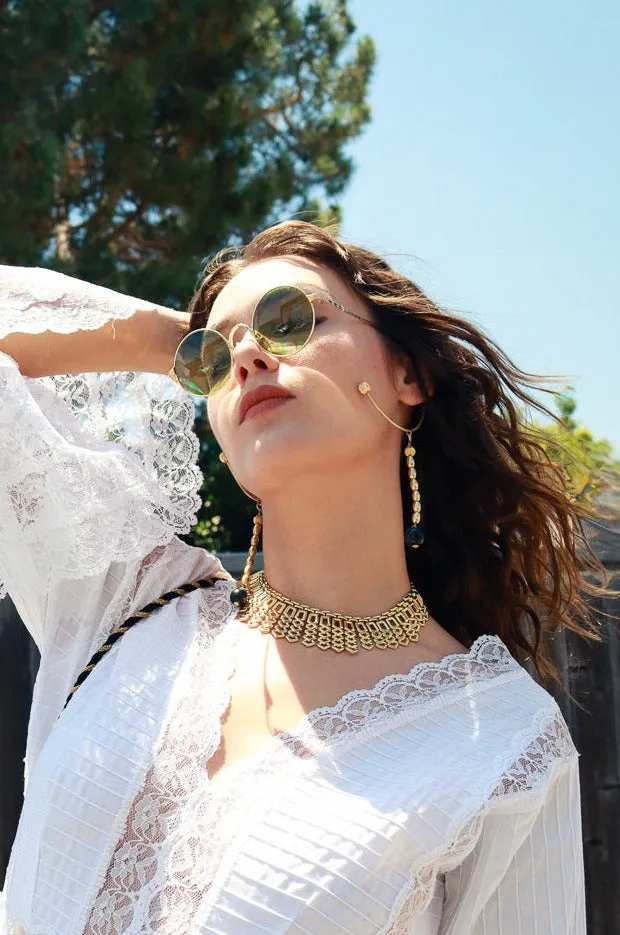 Bottle Green Bead Drop Arm Sunglasses