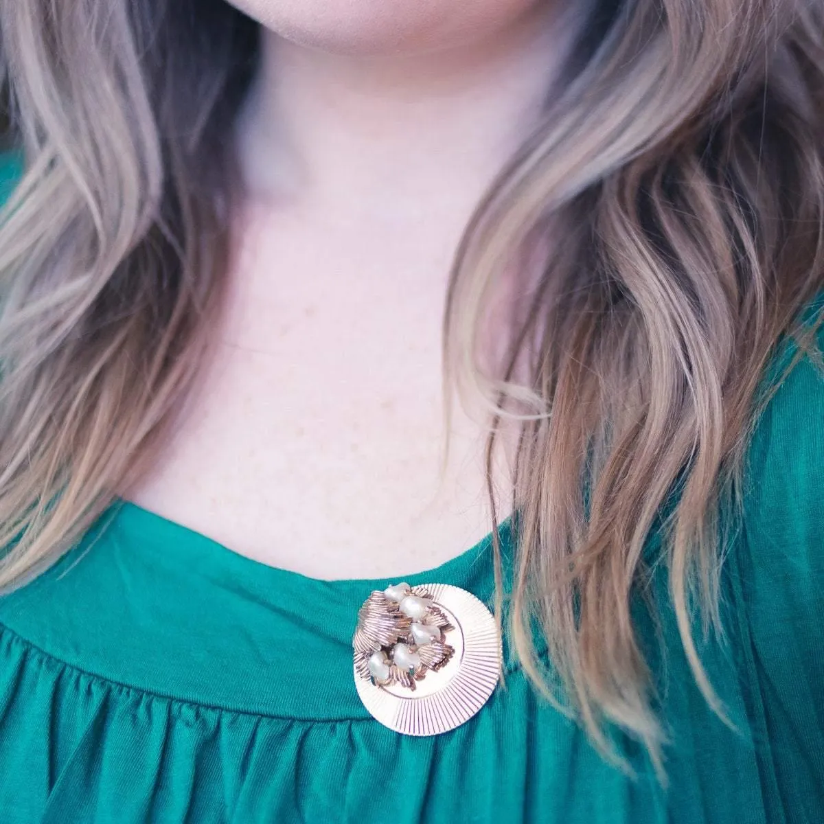 Boucher Gold Brooch With Faux Pearls