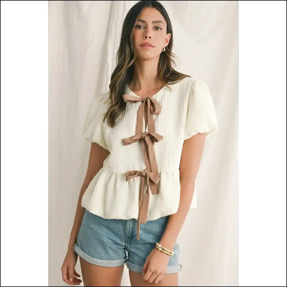 Bow-ut to be Adorable: the Elegant White Bow Babydoll Blouse 🎀