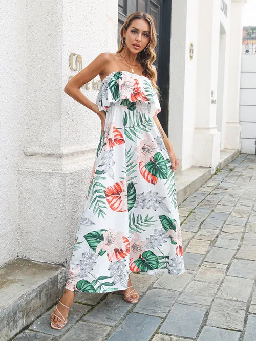 Casual Bandeau Vacation Maxi Dress