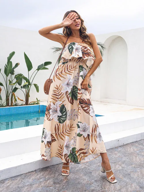 Casual Bandeau Vacation Maxi Dress
