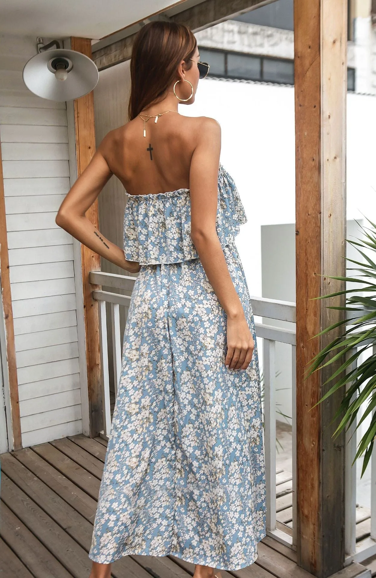 Casual Bandeau Vacation Maxi Dress