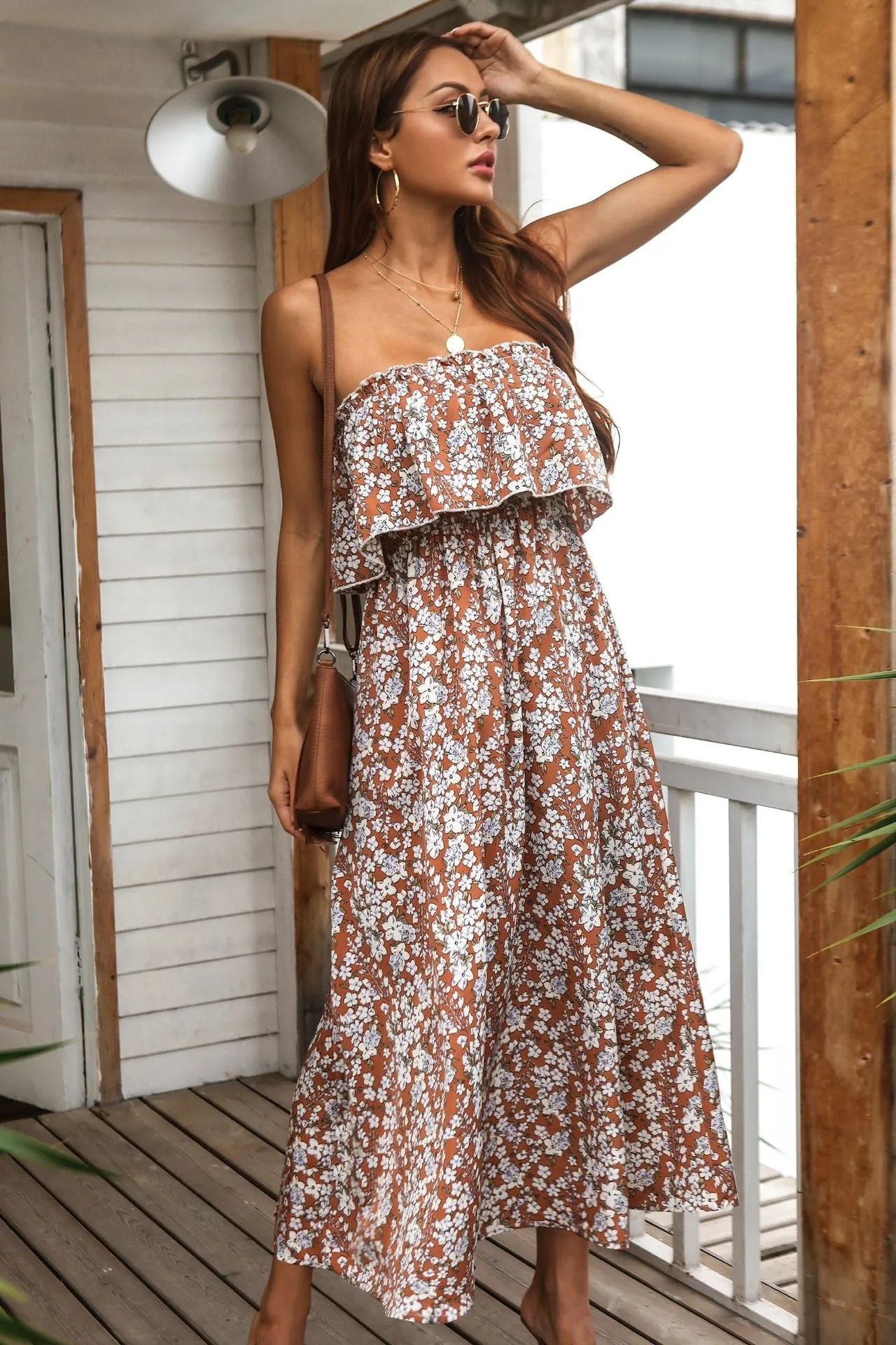 Casual Bandeau Vacation Maxi Dress