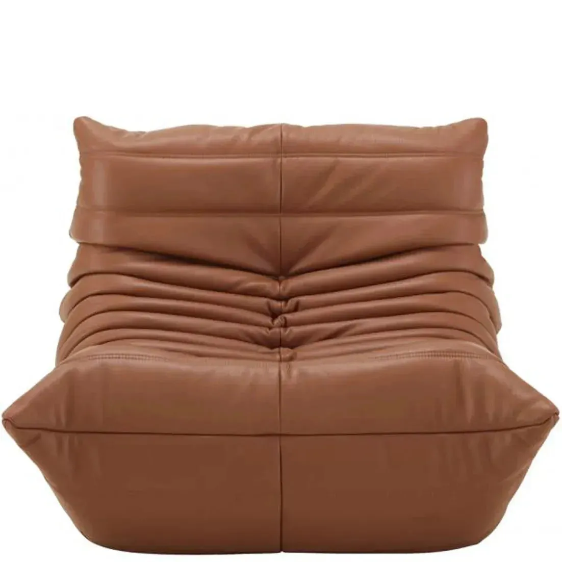 Classic Armless Lazy Lounge Chair - Brown Leather