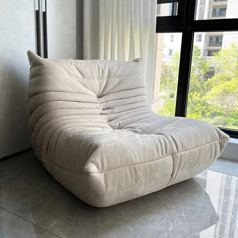 Classic Armless Lazy Lounge Chair - White Vegan Leather