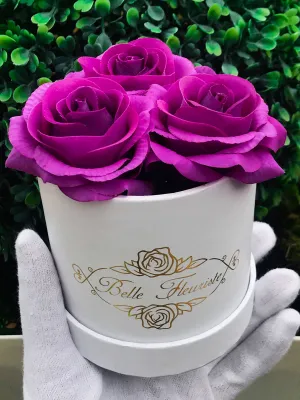 Classic Purple Roses - White Box