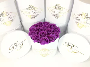 Classic Purple Roses - White Box