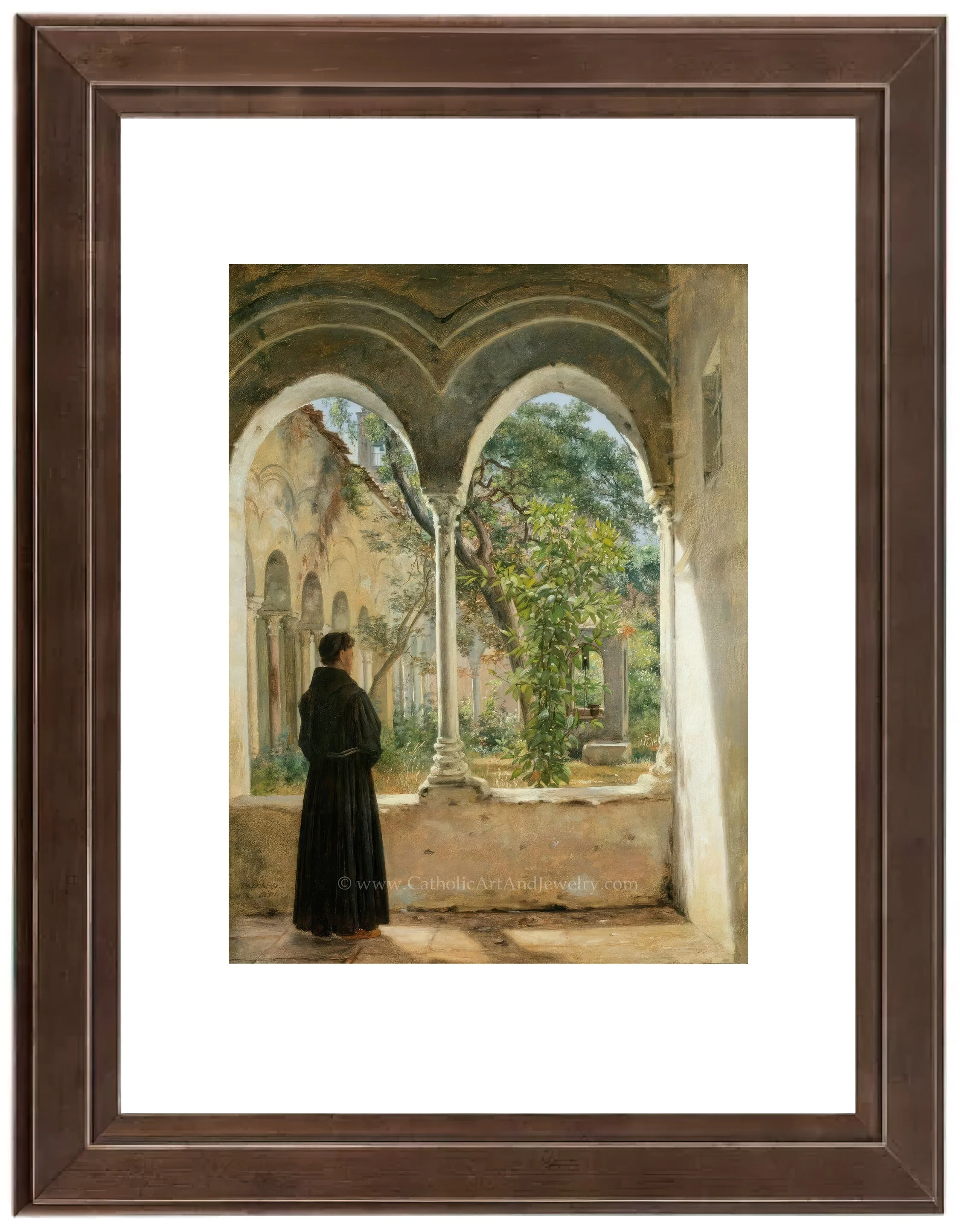 Cloister in Palermo with a Franciscan – Martinus Rørbye – Catholic Art – Catholic Gift – Archival Quality