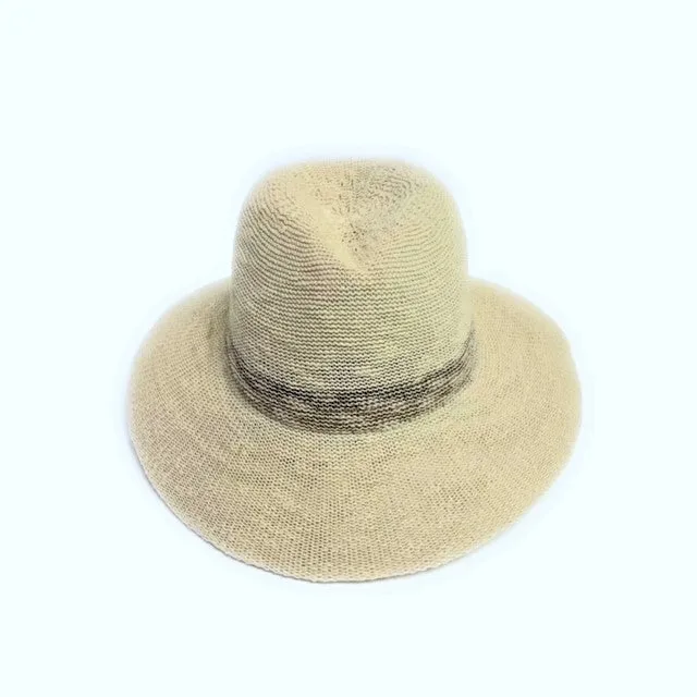 Cotton Blend Fedora Brim Hat With Stripe