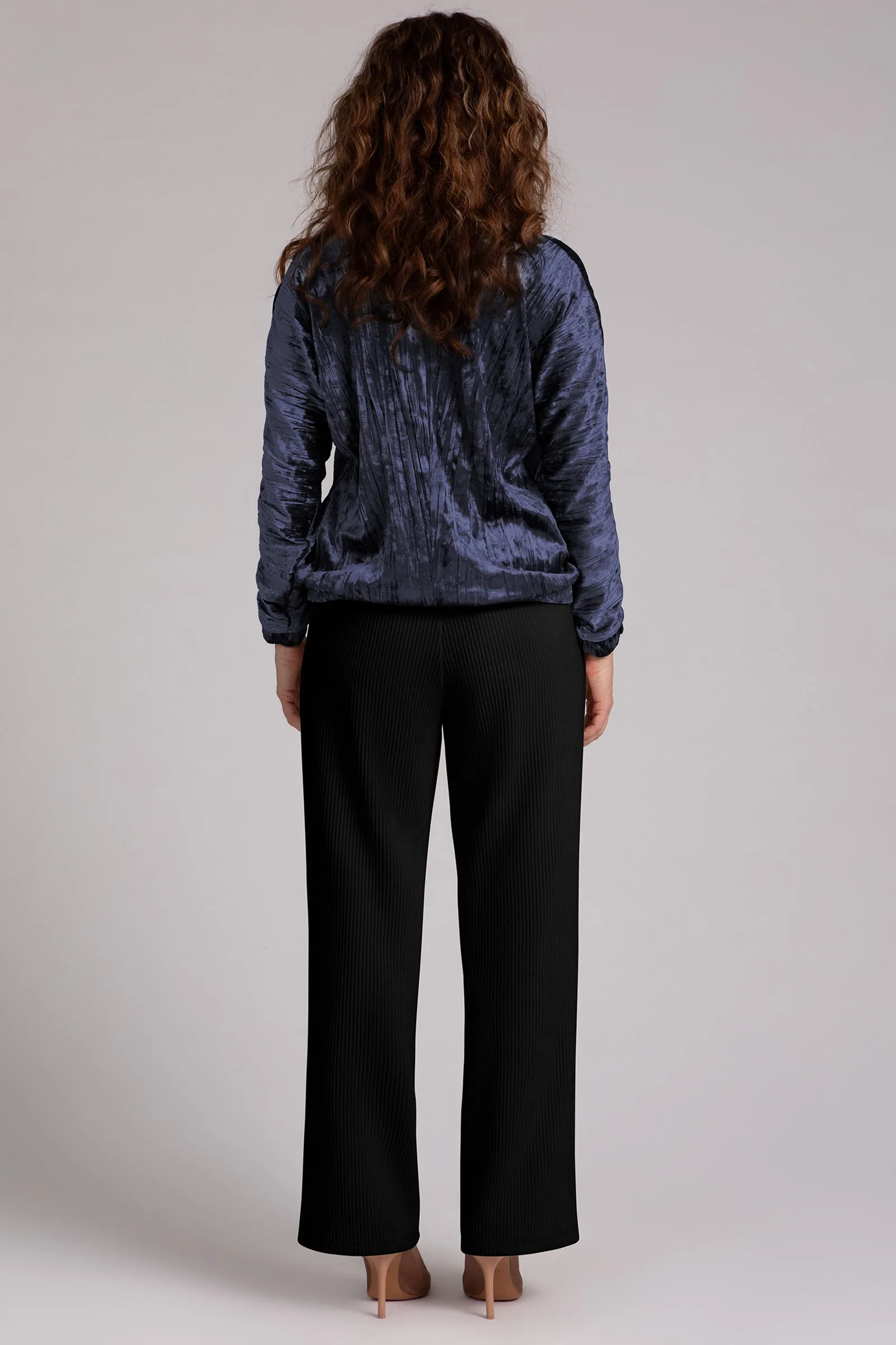 Crinkle Velvet Funnel Neck Top