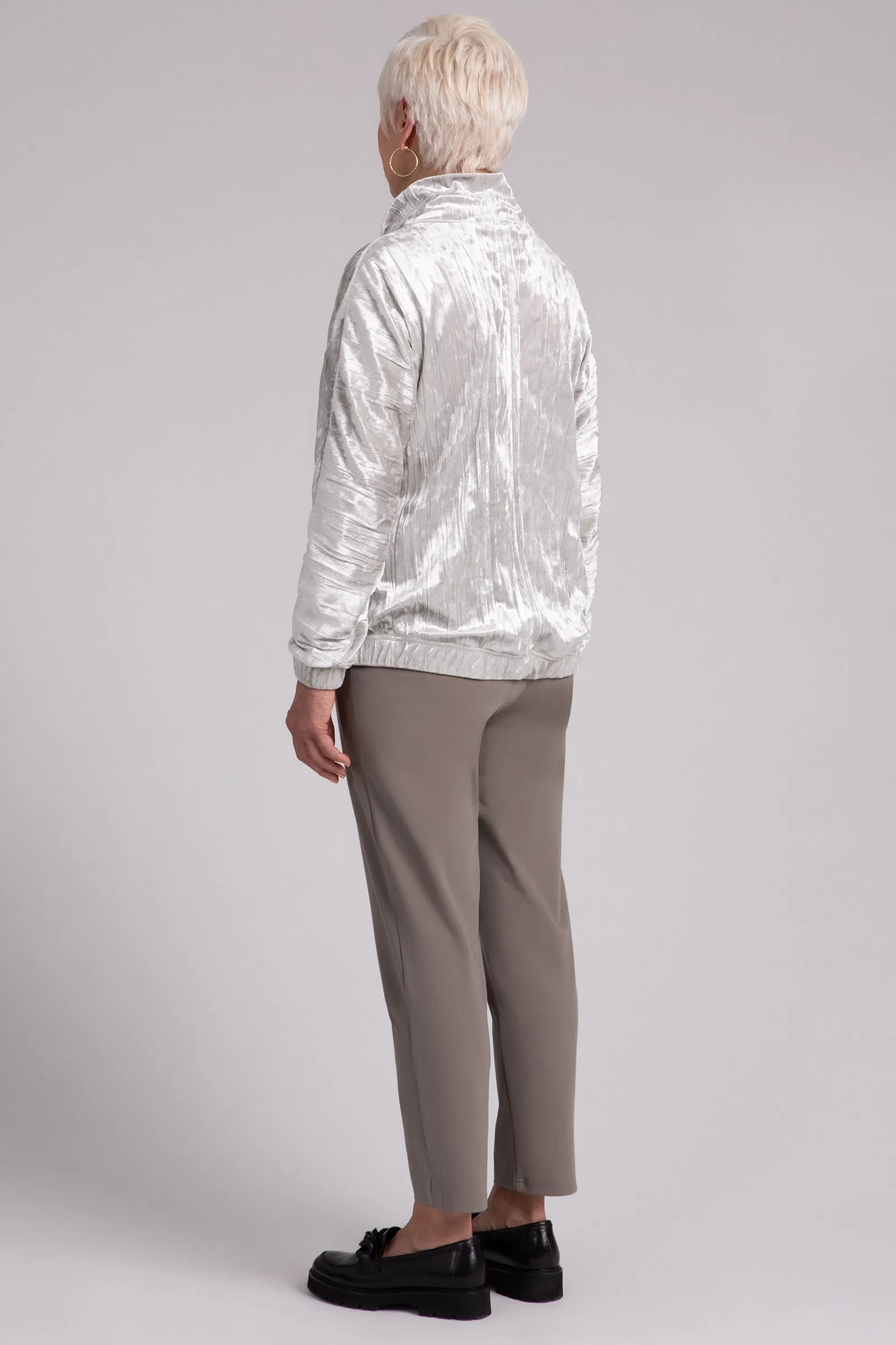 Crinkle Velvet Funnel Neck Top
