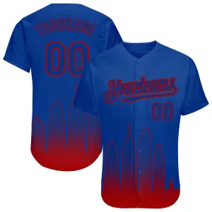 Custom Royal Red 3D Philadelphia City Edition Fade Fashion Authentic Baseball Jersey
