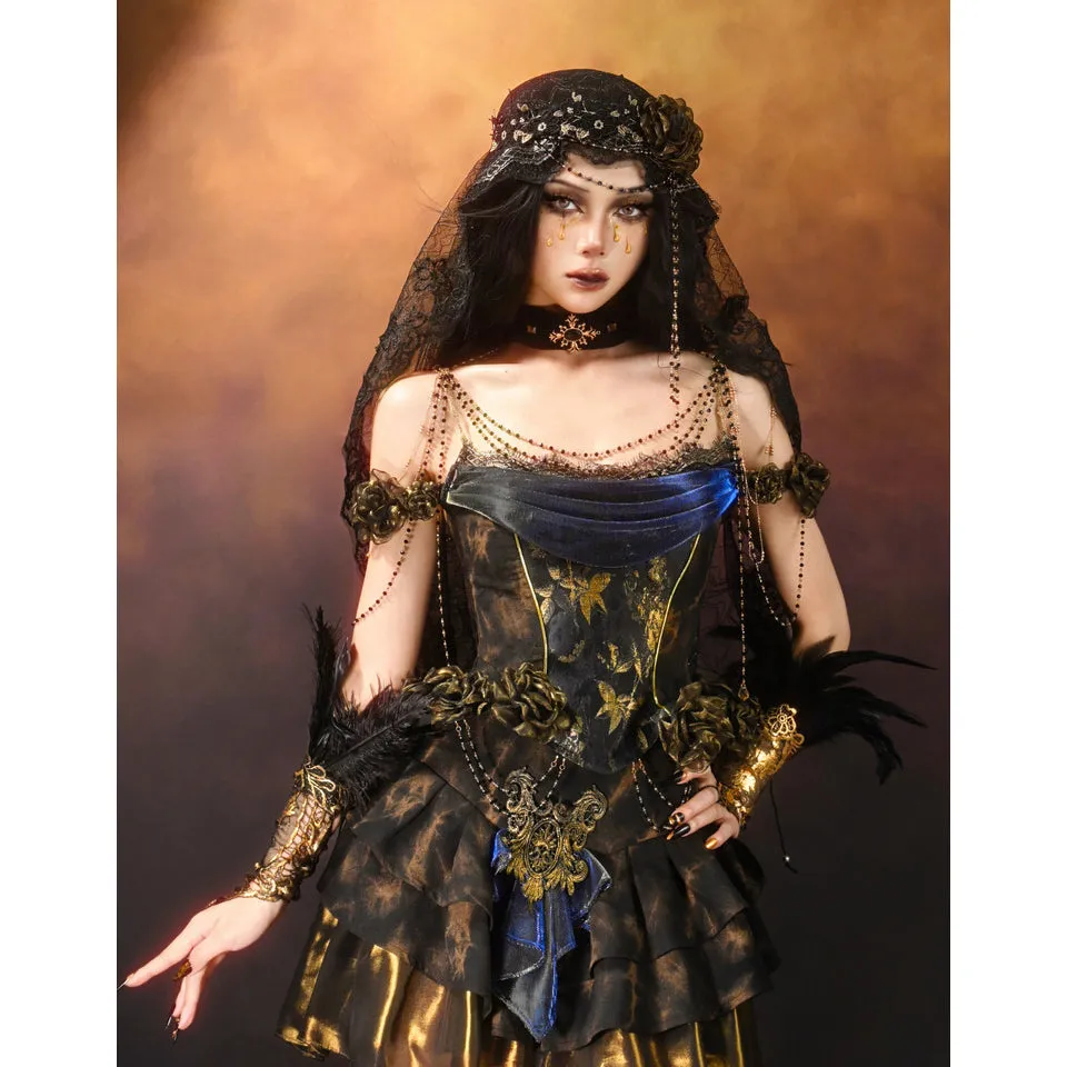 Dark noble tiered short skirt