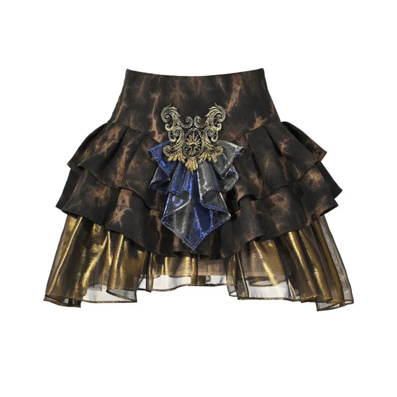 Dark noble tiered short skirt