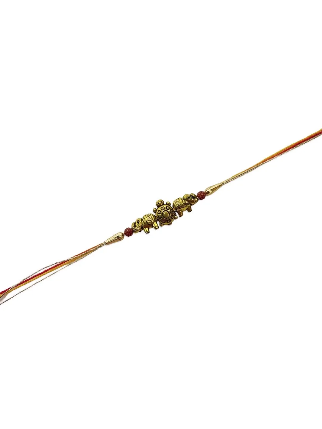 Designer Rudraksha Rakhi Gold Plated Elephant/Tortoise With Mauli Thread Rakhi For Raksha Bandhan