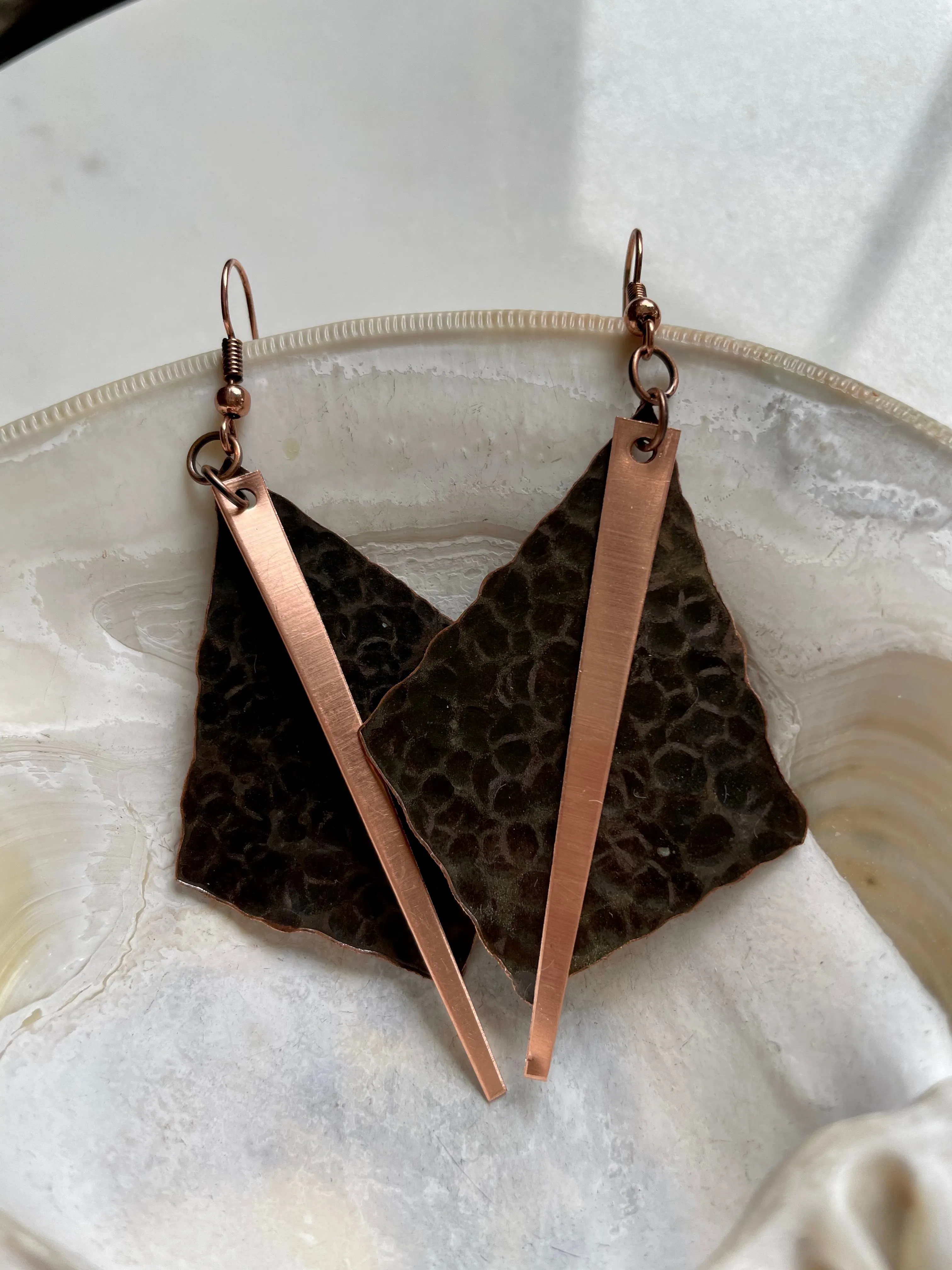 Diamond with Copper Strip Earrings