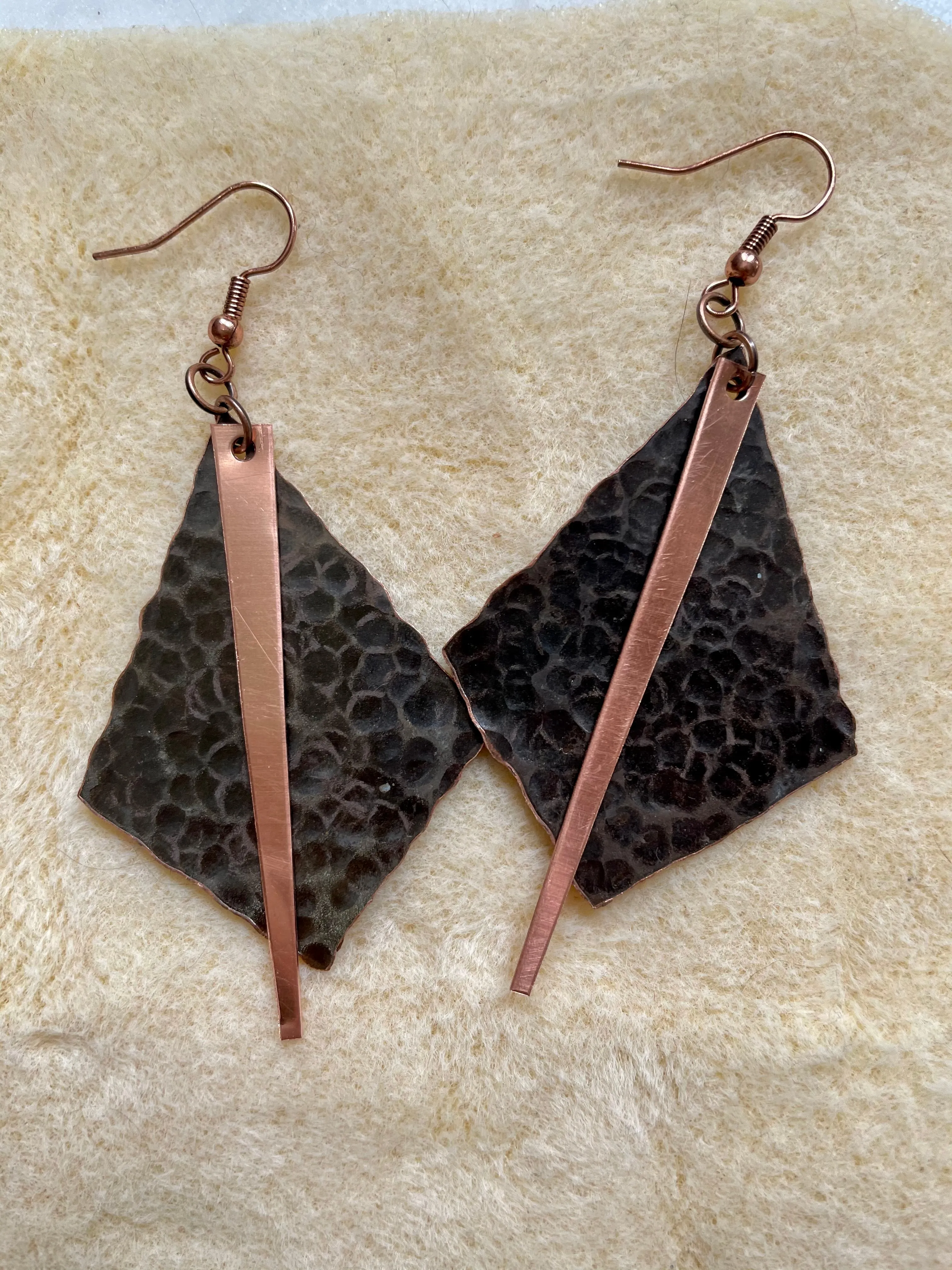 Diamond with Copper Strip Earrings