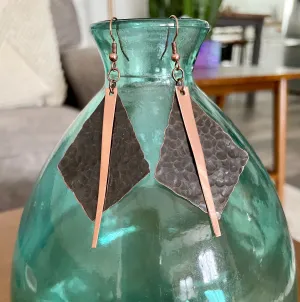 Diamond with Copper Strip Earrings