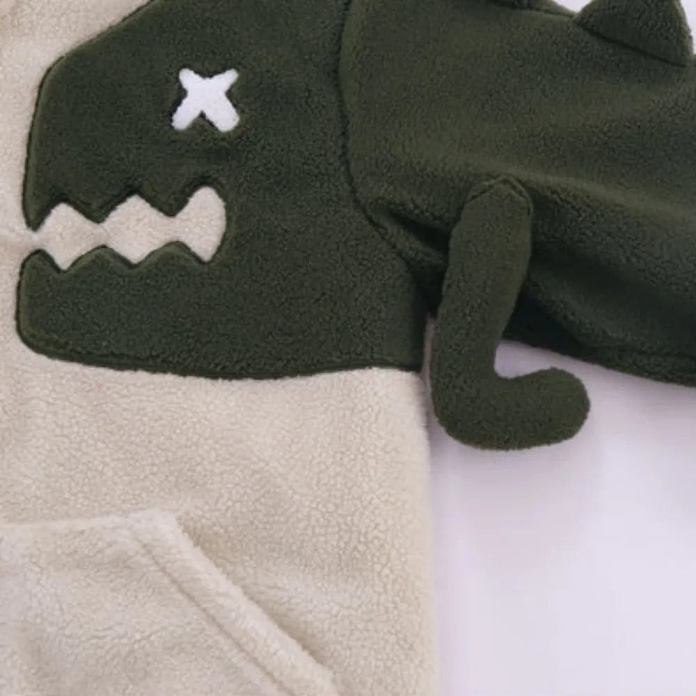 Dinosaur Lamb Wool Splicing Coat