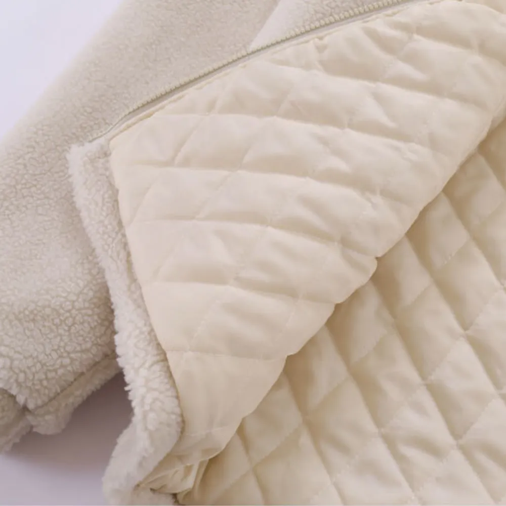 Dinosaur Lamb Wool Splicing Coat