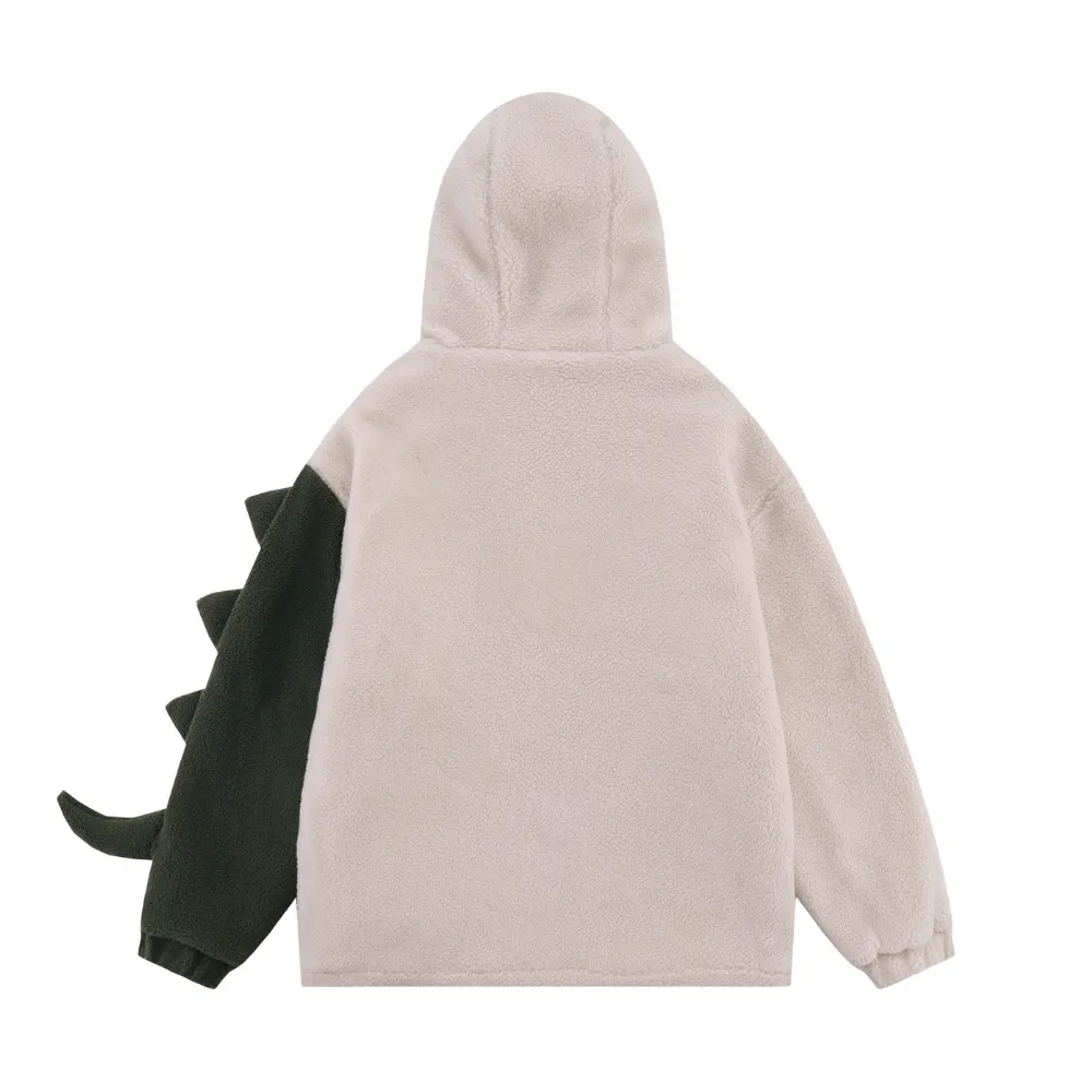 Dinosaur Lamb Wool Splicing Coat