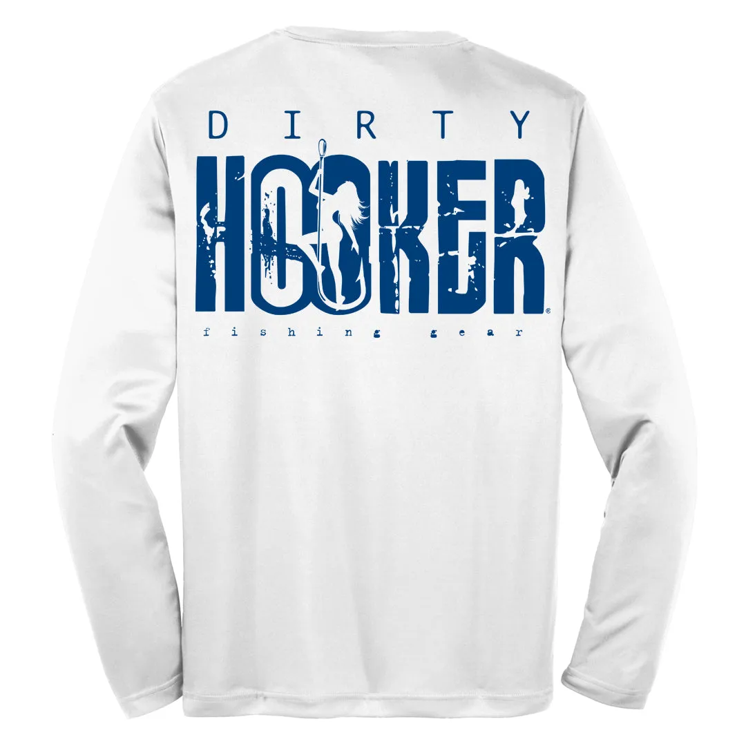 Dirty Hooker Classic Navy Blue on White Dry Fit