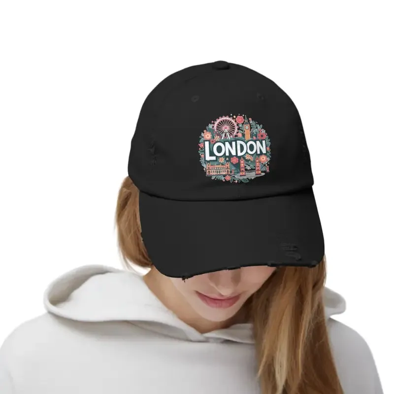 Distressed Cotton Twill Hats with Hideaway Strap